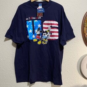 NWT Disney Unisex Mickey Minnie Mouse USA Patriotic XL Navy Blue Graphic Tee